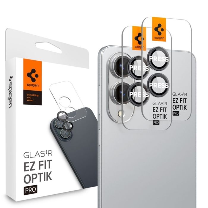 Verre trempé Spigen Optik Pro GLAS.TR EZ Fit Lot de 2 protections dobjectif pour Samsung Galaxy S25 Edge (2 pièces) (Noir)