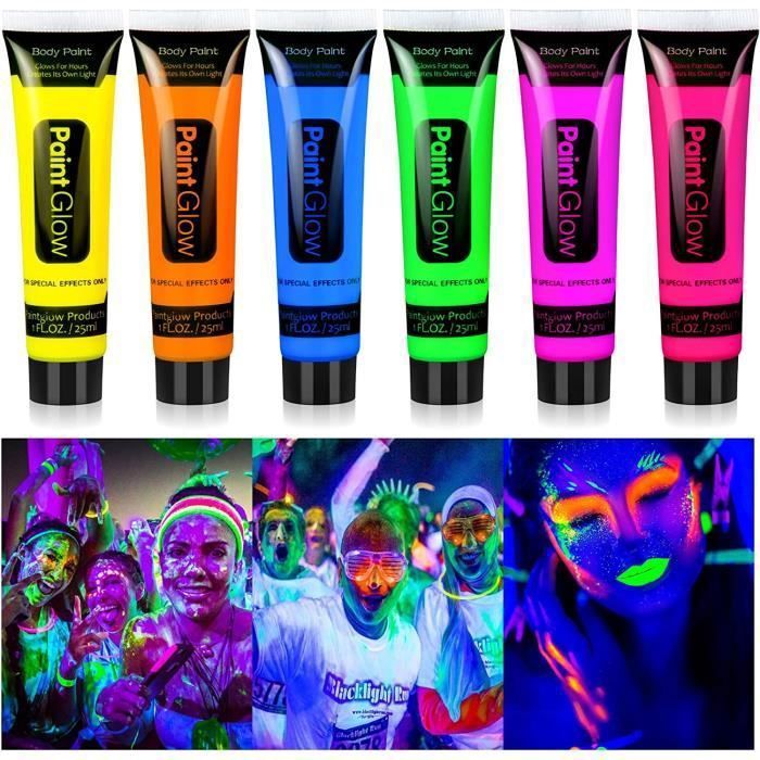 Glow in Dark Face Body Paint UV Blacklight Neon Fluorescent UV Glow ...