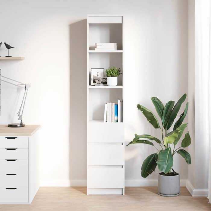 Blanc Armoire haute - SOLOMOON - BUFFET DE SALON - blanc 37 5x35x180 cm - bois dingénierie FR3904