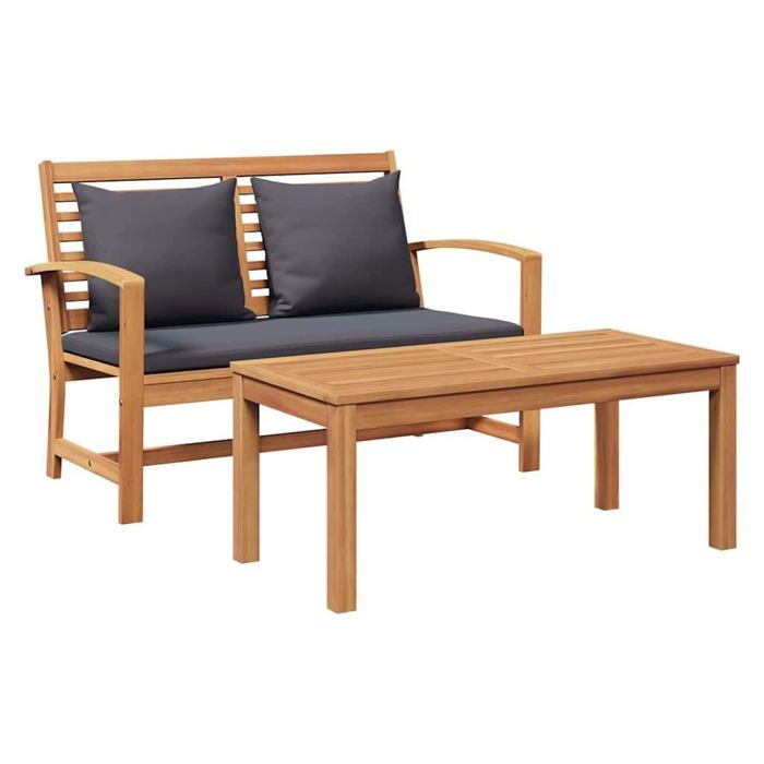 Banc de jardin en teck - vidaXL - 110x66x76 cm - Brun et gris foncé - Bois de teck massif - Durable
