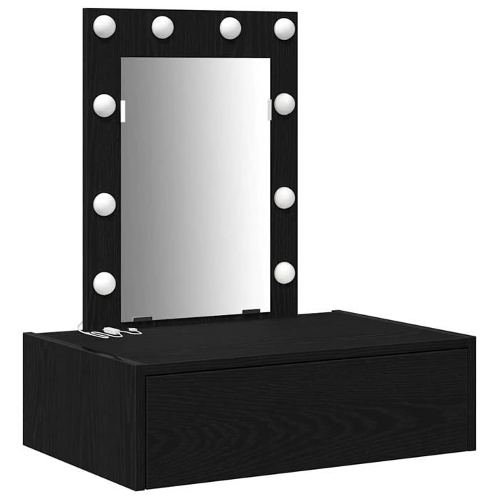 Coiffeuse moderne - vidaXL - Bois dingénierie - 60x40x70 cm - Noir - Rangement intégré - Miroir plan - 1 tiroir