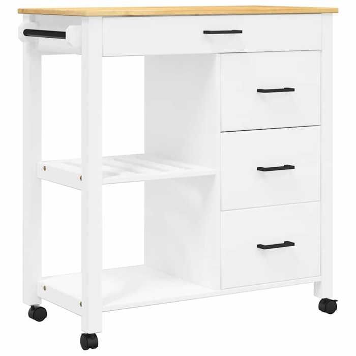 Saison Soldes Chariot de cuisine MONZA - SARAZYJ - desserte de Cuisine/Restaurant - 84x40x88 5 cm bois massif de pin MM11782