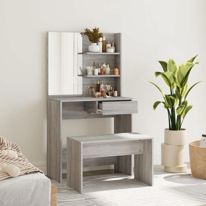 NEW 2026 Ensemble de coiffeuse Moderne 1 PERSONNE Sonoma gris 74 5x40x141 cm L4340