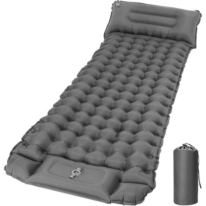 Matelas de Camping Autogonflant 200 x 67cm Matelas Gonflable avec Pompe à Pied Intégrée pour Le Camping et Les Voyages Confortable
