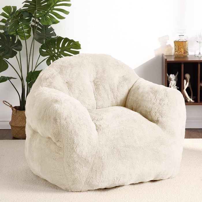 GRAVEE POUFPouf géant de 99 cm pour adultesCanapé pouf moelleux confortable1 PlaceCanapé Lit et Fauteuil de ConfortableBeige