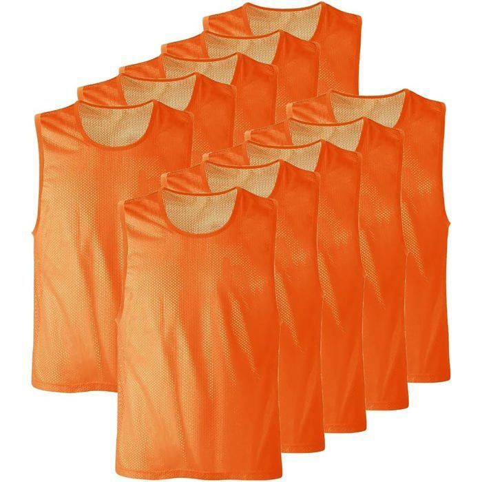 Lot de 10 Chasuble orange ajourée simple de taille XXlarge gilet dentrainement Lot de 10 Chasuble orange ajourée simple de taille XXlarge gilet dentrainement