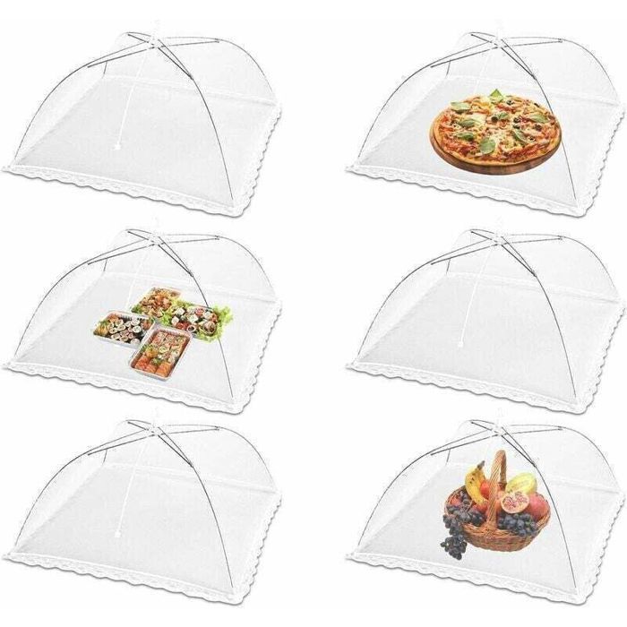 Pièces Cloche Alimentaire Pliable Anti-mouche Couvercle de Nourriture en Maille Pliant Tente Parapluie Anti-insectes Anti-moustiqu