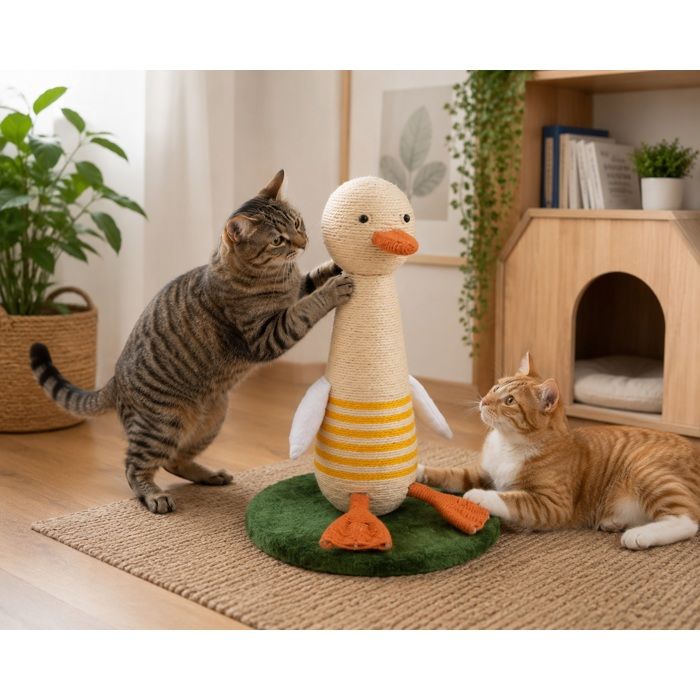 Cône à gratter - EDEN - Dukkie - Canard - 51 cm - Peluche jute et sisal Cône à gratter - EDEN - Dukkie - Canard - 51 cm - Peluche jute et sisal