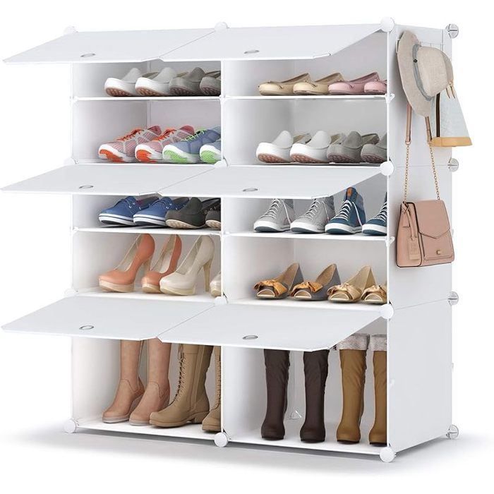 Meuble Chaussure 5 Niveaux Rangement Chaussure 20 Paires Etagere Chaussure