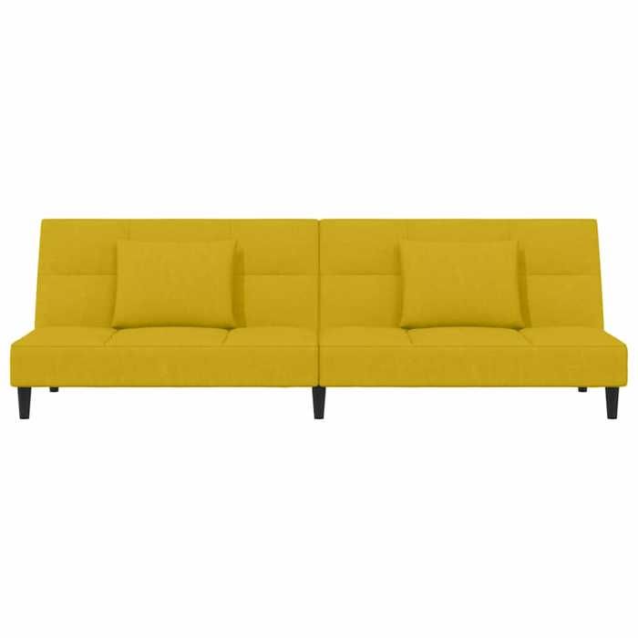 Jaune SOFA Convertible - Moderne - Canapé-lit - à 2 places - 2 personnes - avec deux oreillers - Jaune Velours C739