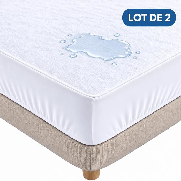 Lot de 2 Protège-Matelas 140x190/200 Imperméable – Alèse Drap-Housse Bonnet 30 cm Respirant Silencieux Anti-Acariens