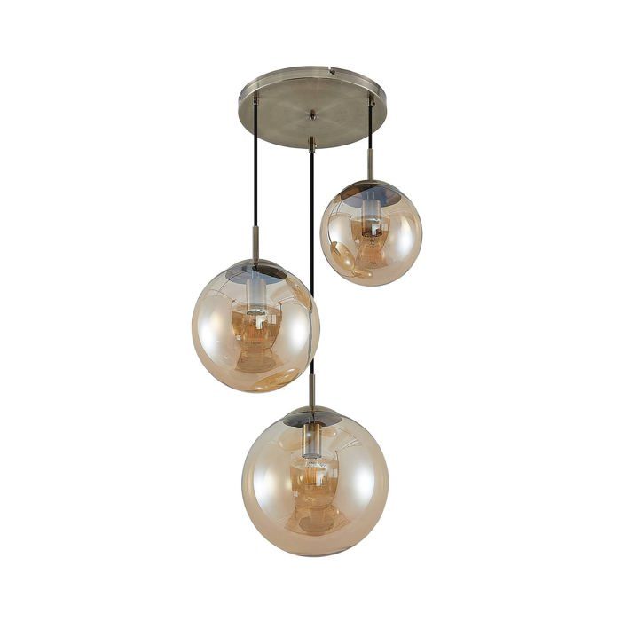 Suspension - Lindby - lampe suspendue - Verre - ambre laiton ancien