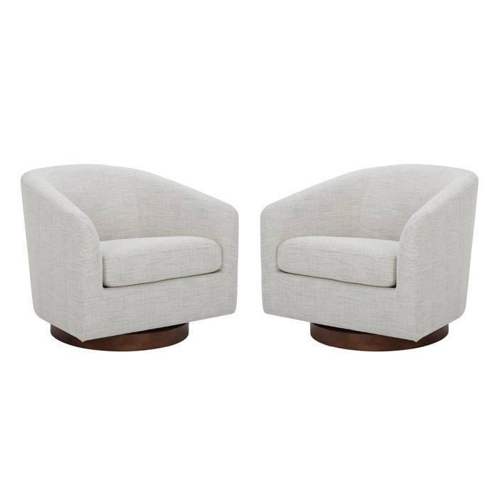 Lot De 2 Fauteuils Pivotants CHITA Sièges Baquet Rembourrés En Tissu Certifié FSC Pour Salon-Blanc