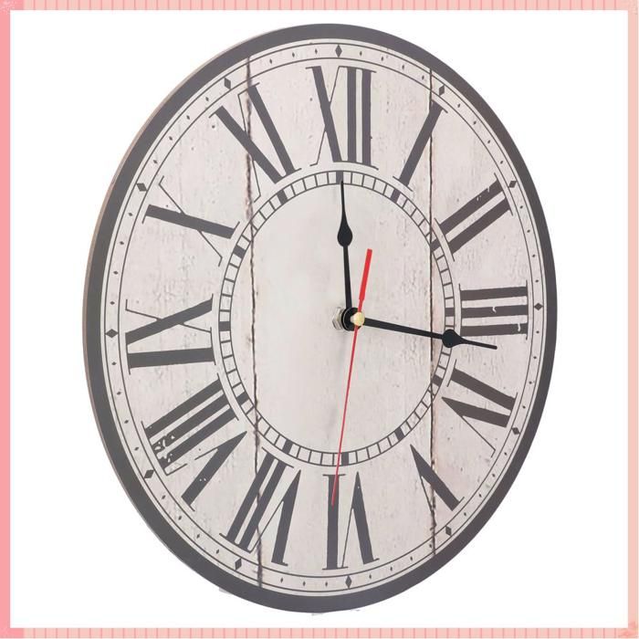 AUCUNE Horloge murale Montre Silencieuse de Style Rétro Vintage avec Chiffres Romains pour la Cuisine de Bureau luminaire pendule