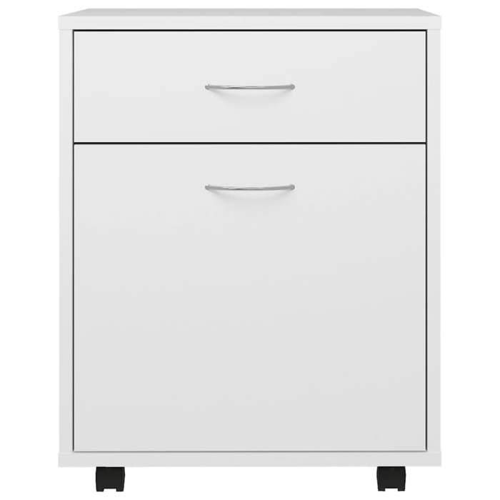 Blanc Cabinet rangement Armoire à roulettes POUR SALON/BUREAU Blanc 45x38x54 cm Bois d’ingénierie N3996