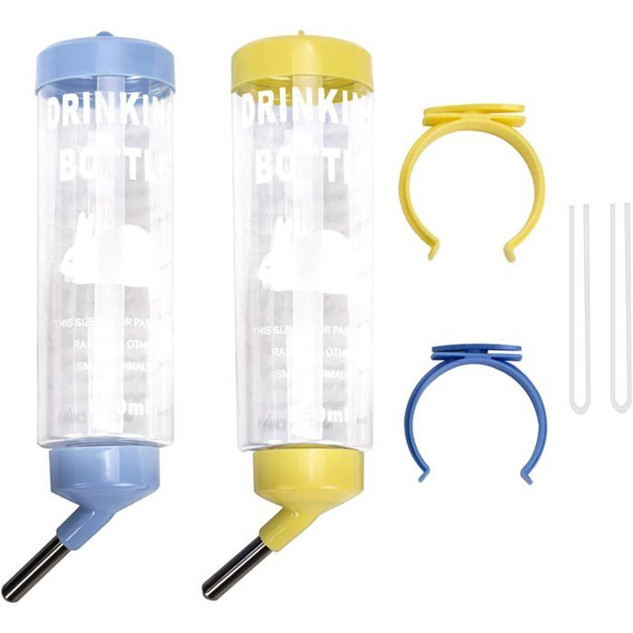 Lot de 2 Biberons Anti-goutte Acier inoxydable Plastique 250 ml Pour lapins hamsters cochons dInde .