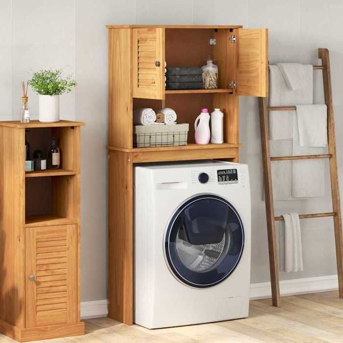 Meuble Rangement - HAOSHOP - Cabinet pour lave-linge avec étagère VIGO Marron et Marron Miel&01_32321