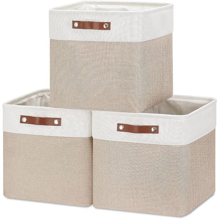 Boite de rangement 33x33x33cm 3 paniers de rangement en tissu pour armoire étagères et pcard (Lot de 3 33x33x33cm 3pcs