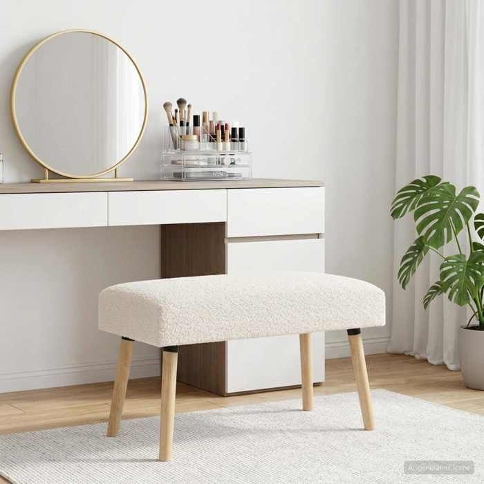Meuble de couloir - banc Uni Crème 80x40x46 cm Bouclé - design élégant - pour maison(53165）
