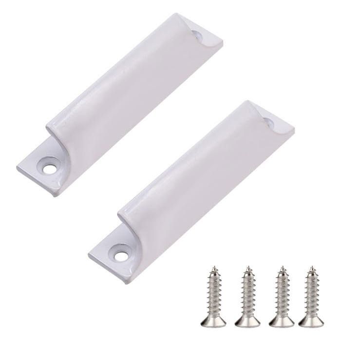Lot de 2 Poignées de Porte Blanc Aluminium avec Vis - Poignée pour Porte Coulissante Balcon & Fenêtre
