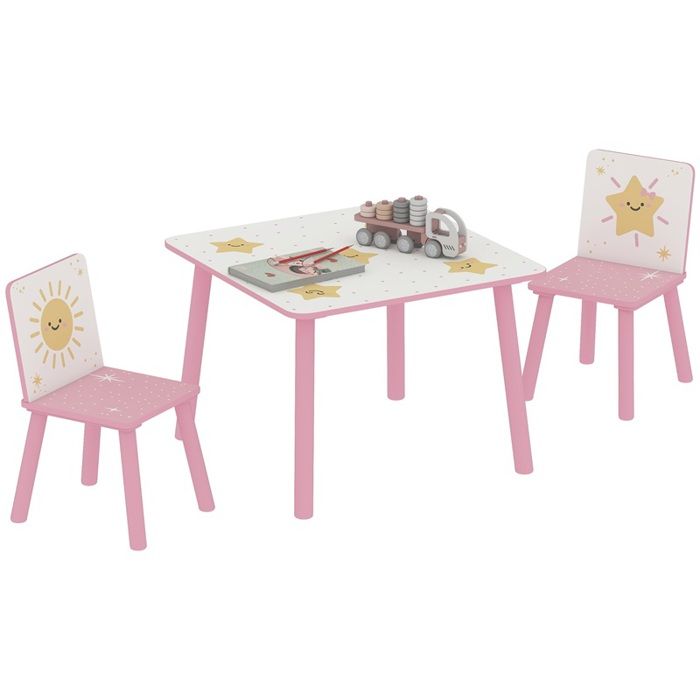 Ensemble de mobilier pour chambre denfant avec table et 2 chaises pour enfants de 3 à 8 ans motif étoiles rose Ensemble de mobilier pour chambre denfant avec table et 2 chaises pour enfants de 3 à 8 ans motif étoiles rose