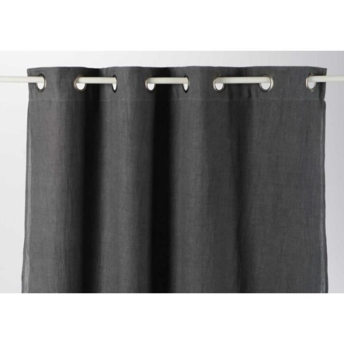 Rideau 100 Lin Occultant Anthracite 135x300 Cm Gris Achat
