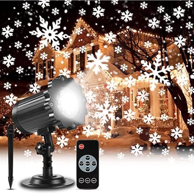 Projecteur LED Flocons De Neige Noël - Motifs 3D Animés (sapin, Père Noël...), étanche IP65, Câble 5 M - Pour Jardin, Façade, Fêtes - 5