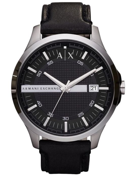armani exchange homme 47mm noir cuir crocodile bracelet date montre ax2101