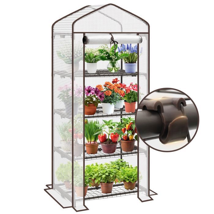 sekey serre de jardin 4 etages etagere avec bache amovible balcon terrasse tente serre pour les tomates 69 x 49 x 158 cm cdiscount jardin