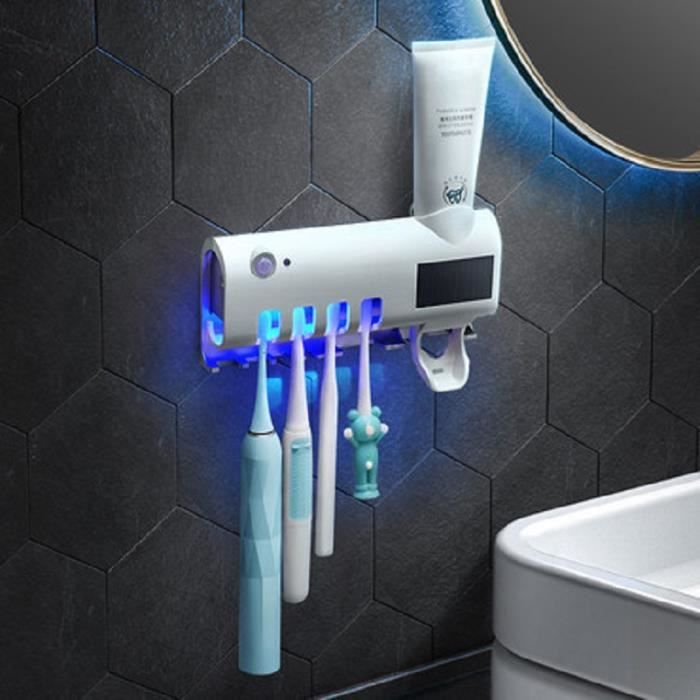 Porte-brosse à dents mural avec fonction UV porte-brosse à dents sans trous étagère de salle de bains blanc