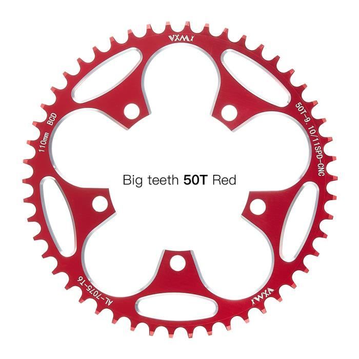 Protection De Plateau Vélo BCD 130 Mm - Alliage Aluminium, Pour Plateaux 50T à 54T (Rouge)