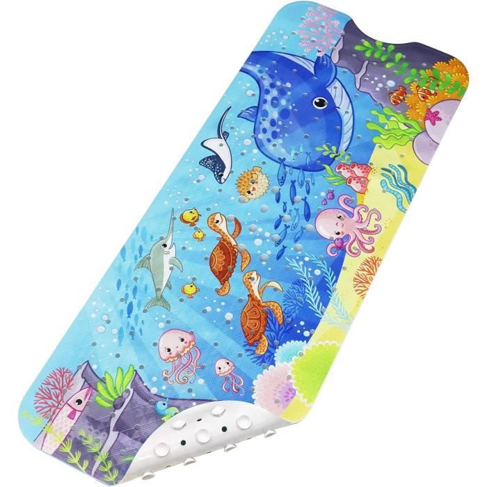 Tapis De Bain Antidérapant Enfant Forme Grenouille - 75 X 45 Cm, Caoutchouc Naturel, Ventouses Puissantes, Pour Baignoire