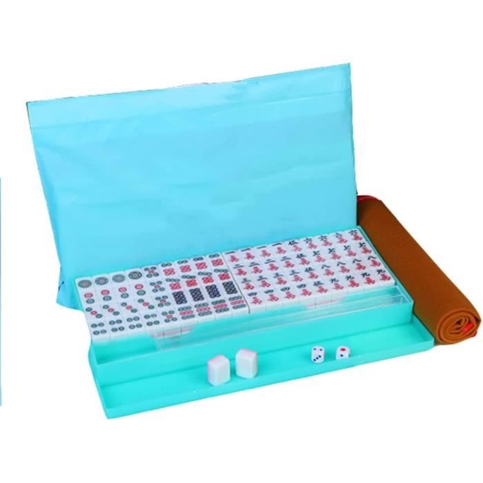 Jeu De Mahjong Traditionnel Chinois - Portable Avec Boîte Bois - 144 Tuiles - Pour Adultes Et Famille