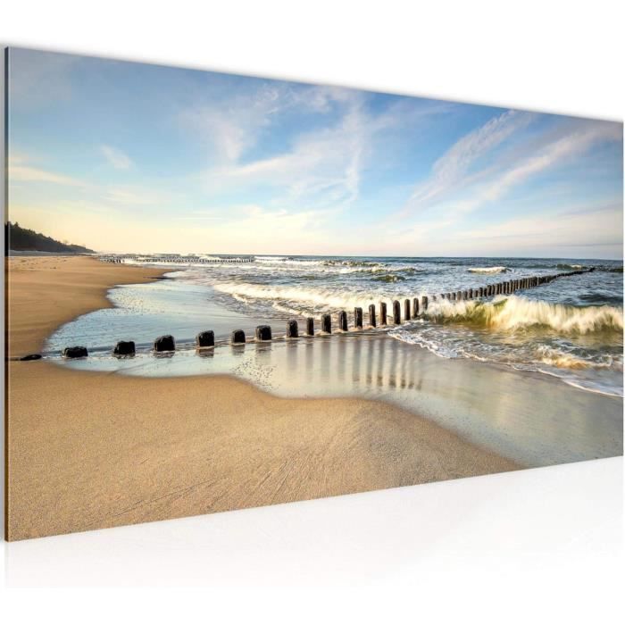 Tableau Déco Mural Toile Intissé Plage Mer - Impression Neuve Murando