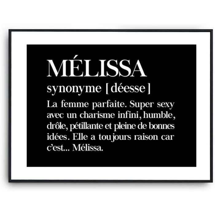 Affiche Mélissa Prénom Définition Humour Poster Décoration Murale