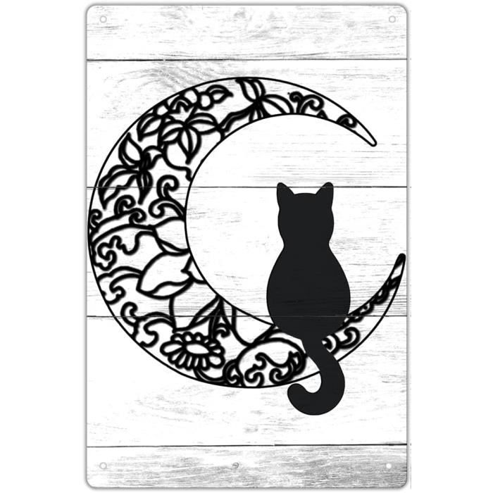 Plaque Décorative Métal 'Tournée Du Chat Noir' - 20x30 Cm - Décoration Murale Vintage - Neuf