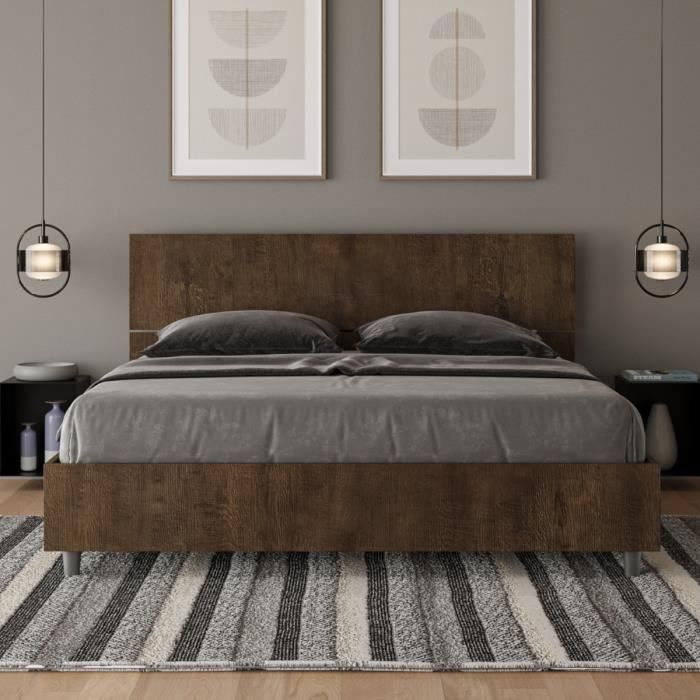 Lit conteneur - Demas - Noyer - 160 x 190 cm - Tête de lit inclinée - 2 places Lit conteneur - Demas - Noyer - 160 x 190 cm - Tête de lit inclinée - 2 places