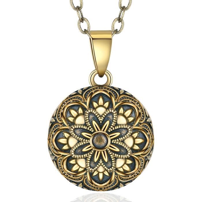 Collier Bola Grossesse EUDORA Harmony Ball Rétro - Pendentif Carillon 76.2cm+114cm Argent