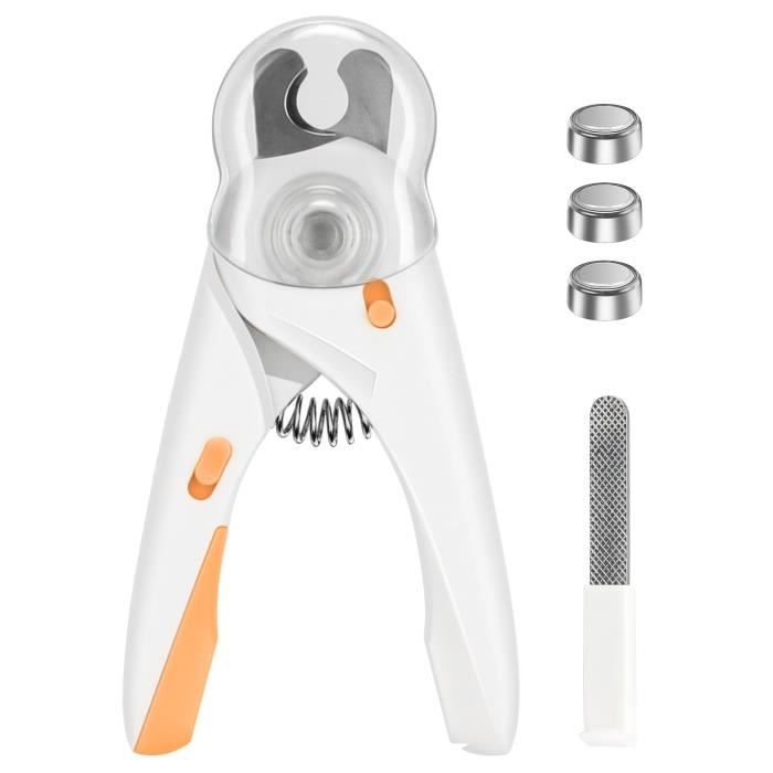 Coupe Griffes Chat Coupe Ongle Chien avec Éclairage LED Protection de Sécurité Lime a Ongles et Protection Anti Éclaboussures