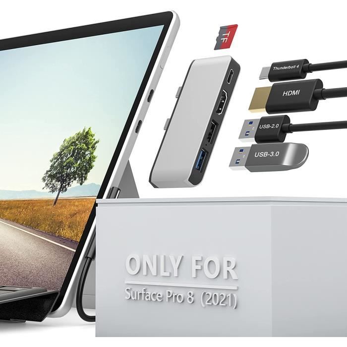 Surface Pro 8 USB C Hub Adaptateur avec 4K HDMI, USB-C Thunerbolt 4  (Display+PD Charging+Data), USB 3.0, USB 2.0, TF Card Slot[469] - Cdiscount  Informatique