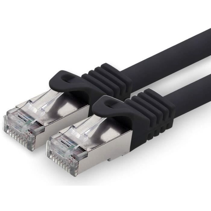 20m noir 1 pièce CAT.7 Câble CAT 7 Câble Réseau RJ45