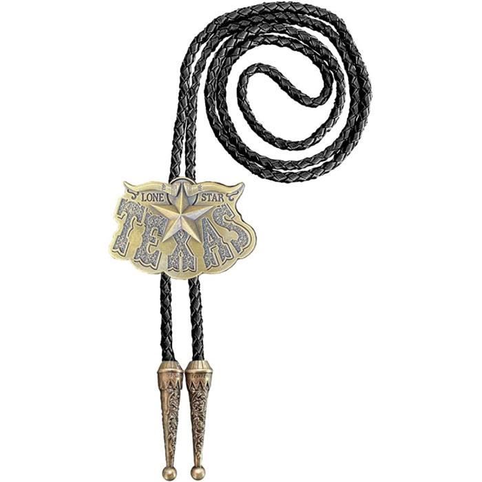 Western Cowboy Bolo Cravate Cravate En Cuir Cordon Pendentif Collier Pour Hommes Femmes