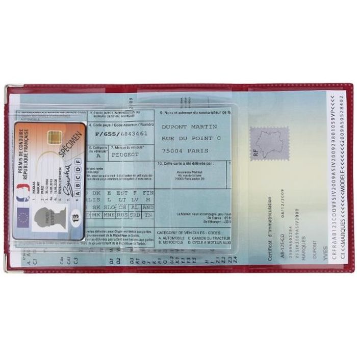 Porte papier voiture rouge adapté nouveau permis + étui carte grise  fabrication Française Rouge Rouge - Cdiscount Bagagerie - Maroquinerie