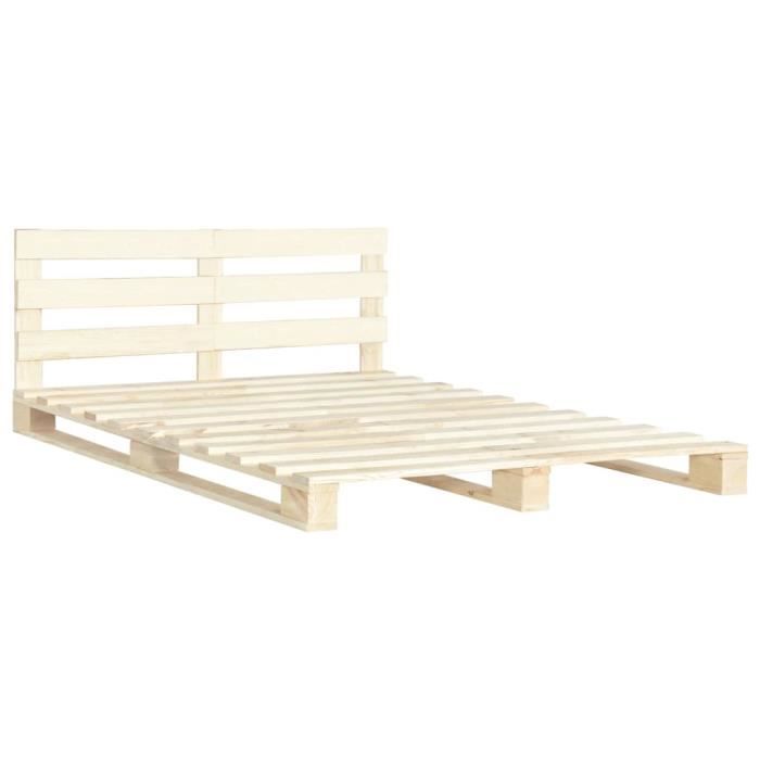 Cadre de lit Pour 2 Personnes - Lit adulte de palette - Bois de pin massif 140 x 200 cm - Top Ventes - FR6884R
