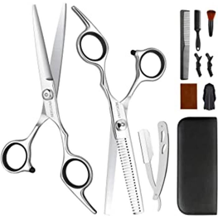 Ciseaux Coiffure Professionnel 11 Pieces Ciseaux De Coiffure Pointus Avec Rasoir Cape De Coupe De Cheveux Et Etui En Cuir Coupe D Cdiscount Au Quotidien