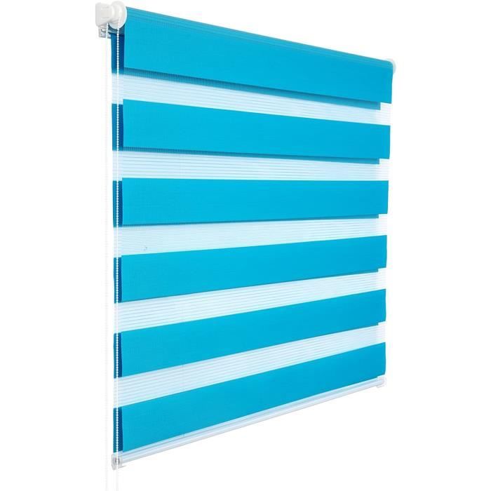 WOLTU 1 pièce Store Enrouleur Double Fixation Rapide sans perçage,Store Jour et Nuit Isolant Thermique 55x150cm Blanc VH5548ws