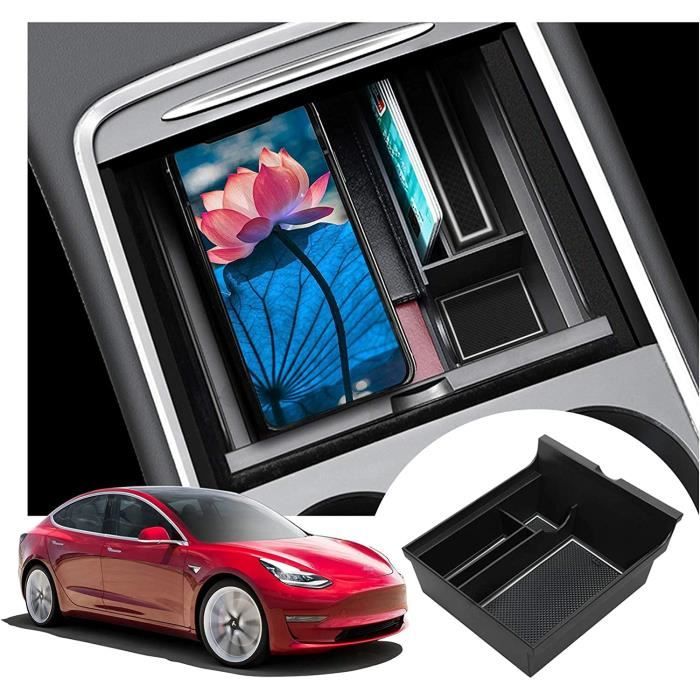 Organizer Console Centrale HISports Per Tesla Model 3/Y (2021-2023) - 3 Pezzi Con Vassoio, Contenitore E Cassetto Nascosto