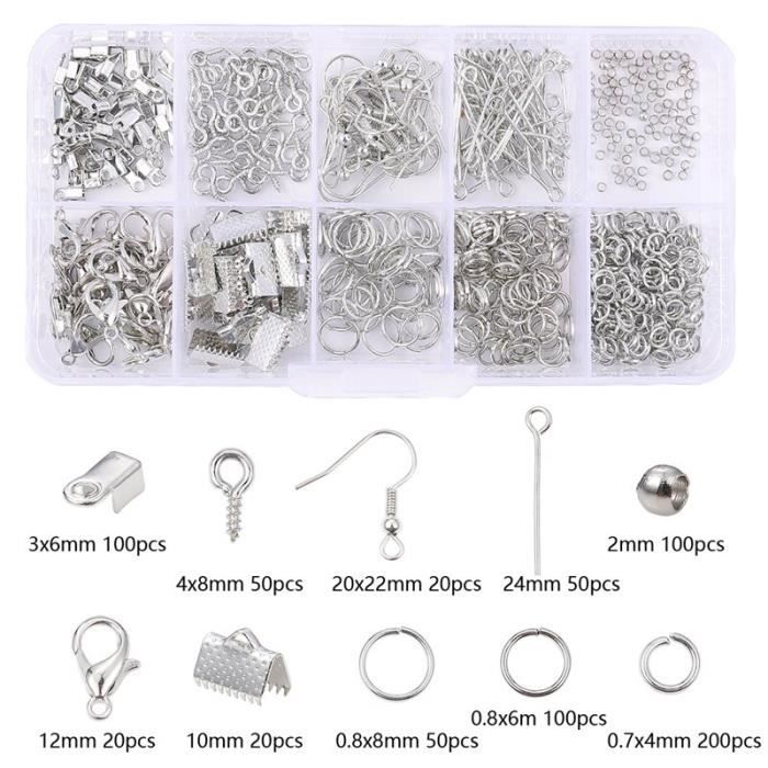 XUSHAN 2680Pcs kit Fabrication Bijoux,Kit de Réparation de Bijoux Includes Boucles Oreilles Bijoux Starter Kit d/'oreille Crochets Fournitures Anneaux pour la Prise de Bijoux