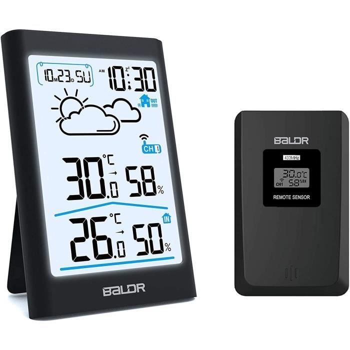 Station Météo Ankilo Thermomètre-Hygromètre Radio – 2 Capteurs Extérieurs, Portée 100 M
