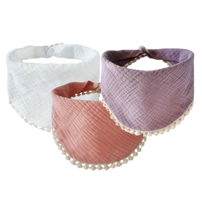 Bavoir Bandana En Mousseline Coton Bio - Motif Danois, Taille Unique 0-36 Mois, Avec Poche Sucette, Très Absorbant